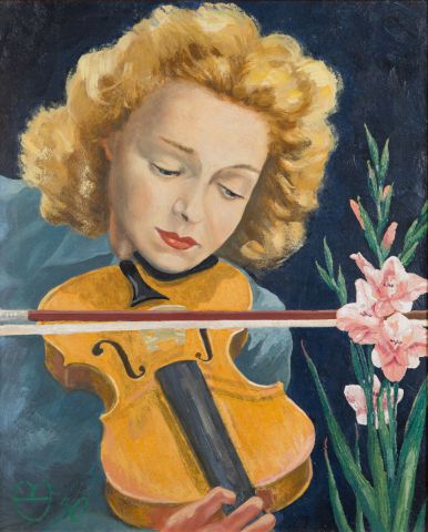 Violoniste (Hommage à Ginette Neveu) - Peinture - Daniel Blondeau
