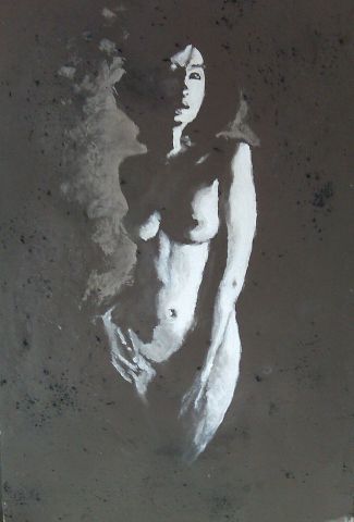 L'artiste Emmanuel Roussel - nu sur la cendre