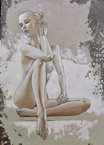 nu assis - Peinture - Emmanuel Roussel nu assis - Peinture - Emmanuel Roussel