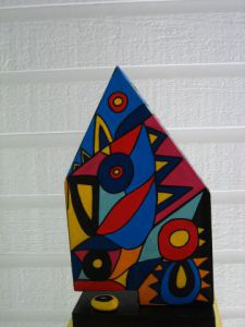Sculpture de ANTOINE MELLADO: Totem couleurs tropicales.