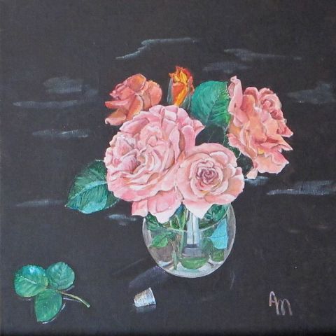 L'artiste annie massollo - Un bouquet de Rose Polka