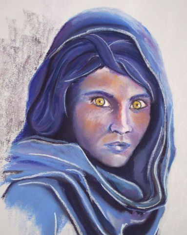 Regard d'une femme afghane - Peinture - KAN