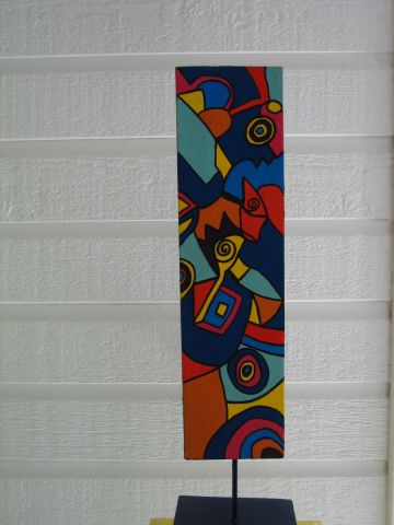 L'artiste ANTOINE MELLADO - totem couleurs tropicales -4-recto