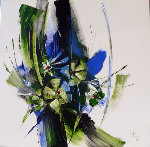 fleurs abstraite - Peinture - Mary-Claude roy