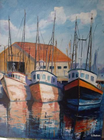 Shrimpboats , Port Isabelle , Texas - Peinture - Gerard Bahon