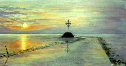 Le passage du Gois - l'Ile de  Noirmoutier - 85 - Peinture - lebreton-hays Le passage du Gois - l'Ile de  Noirmoutier - 85 - Peinture - lebreton-hays