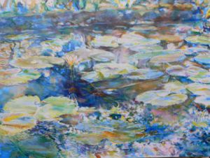 Peinture de Adam Heyman: Grand Canvas d'un bassin au lotus 