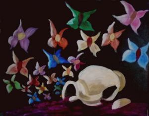 Peinture de Maryaude: La cruche et les papillons