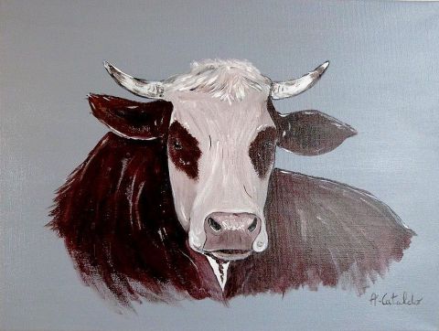 vache abondance - Peinture - peinture-montagne