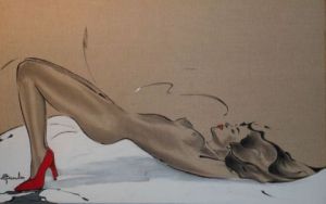 Peinture de MICHEL GAMBIER: nu allongé 2