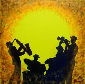 Peinture de Marc PARMENTIER: Jazz en feu II