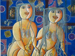 Peinture de ANTOINE MELLADO: femmes au bain ou complicité de Hammam-2