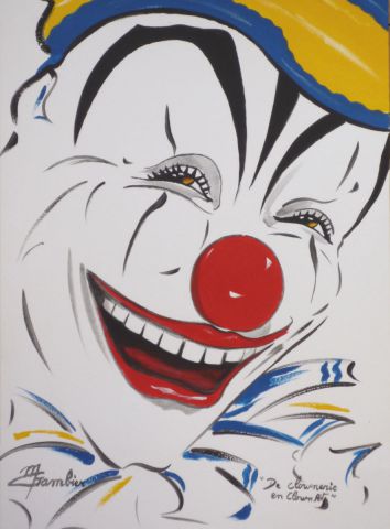 De clownerie en clown qui rit - Peinture - MICHEL GAMBIER