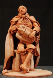 Sculpture de Joel Roussin: Le vieil aveugle qui joue de la vielle