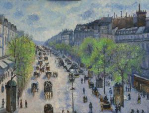 Peinture de chanu: Bd de Montmartre au printemps