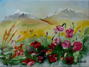 Peinture de peinture-montagne: la montagne en été,
