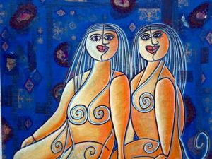 Peinture de ANTOINE MELLADO: Femmes au bain ou complicité de hammam-4