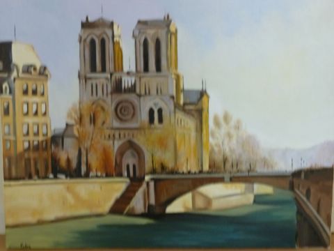 L'artiste jean pierre felix - matin d'automne sur Notre Dame