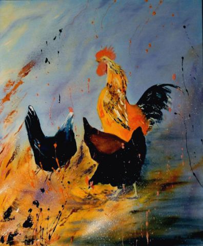 L'artiste PASCAL BAUDOT - coq et poules