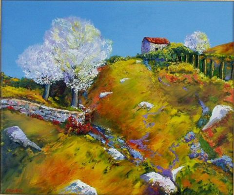 Le vallon aux cerisiers - Peinture - PASCAL BAUDOT