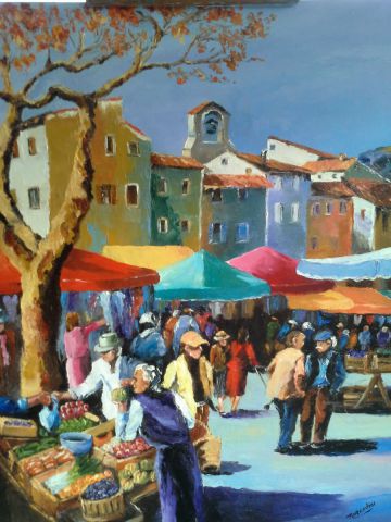 le marché - Peinture - Dany MARCODINI