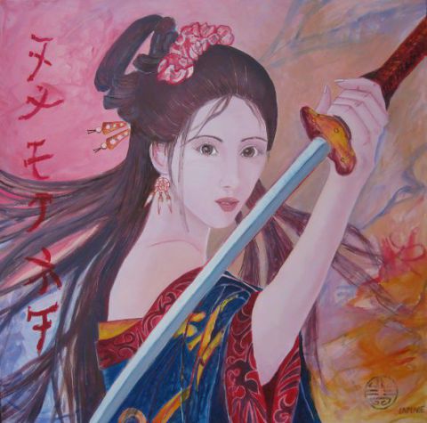 tableau samourai femme - Peinture - olivier laplace