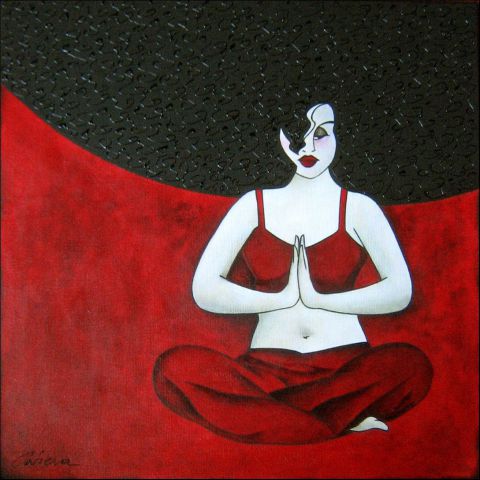 Lotus Rouge - Peinture - Ah Tatieva 