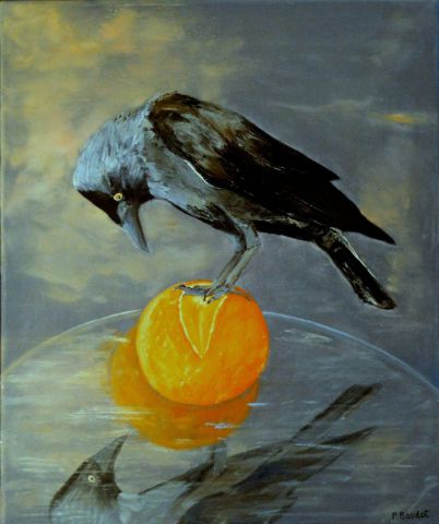 Choucas à l'orange - Peinture - PASCAL BAUDOT