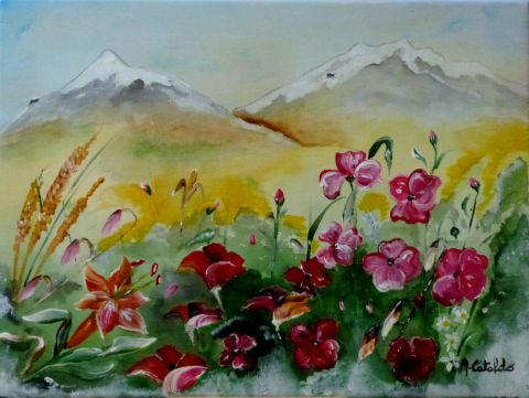 la montagne en été, - Peinture - peinture-montagne