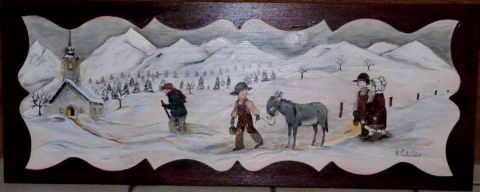 tous à l'église - Peinture - peinture-montagne tous à l'église - Peinture - peinture-montagne