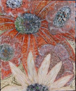 Peinture de carole zilberstein: fleurs étranges