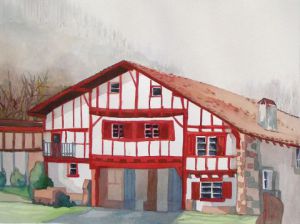 Peinture de ronald: Maison basque à Hibarron