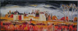 Peinture de Meryl QUIGUER: Nuages sur le Château de La Touche-Trébry