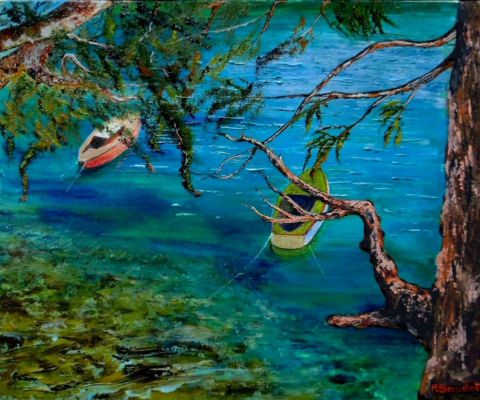 Les deux barques - Peinture - PASCAL BAUDOT Les deux barques - Peinture - PASCAL BAUDOT