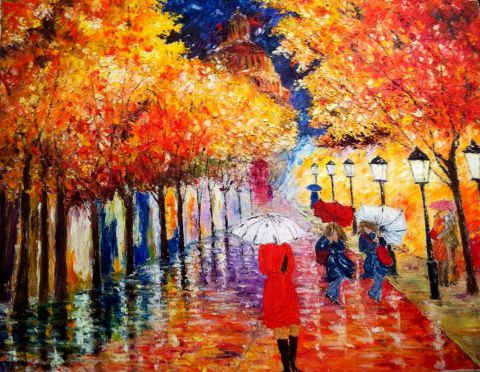 Pluie d'automne - Peinture - Catherine James