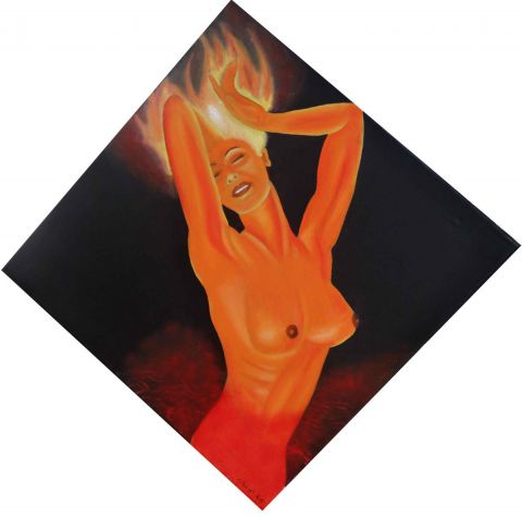 femme feu - Peinture - Catherine BEGOT