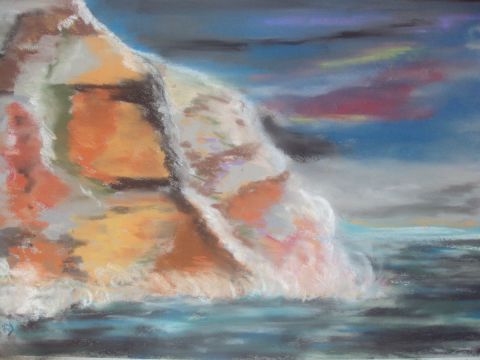 falaise à belle ile en mer - Peinture - stephane thery
