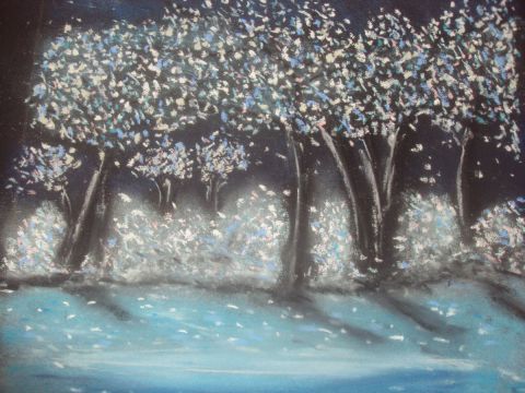 arbres en hiver - Peinture - stephane thery