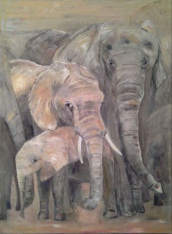 Eléphants 1 - Peinture - Meryl QUIGUER