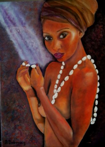 jeune femme malgache - Peinture - Brigitte DUBREUCQ