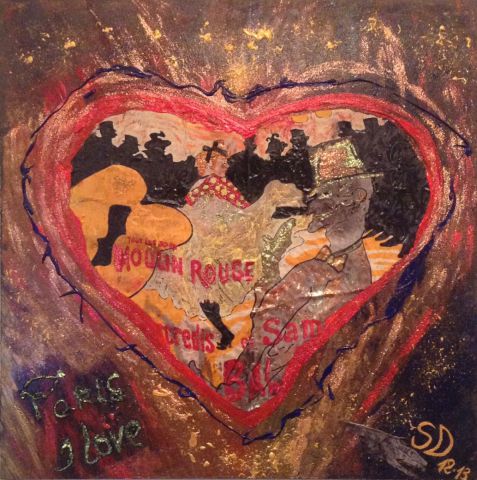 THE MOULIN ROUGE HEART  - Peinture - SONYA DZIABAS