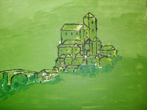 pueblo verde - Peinture - jean-jacques magne