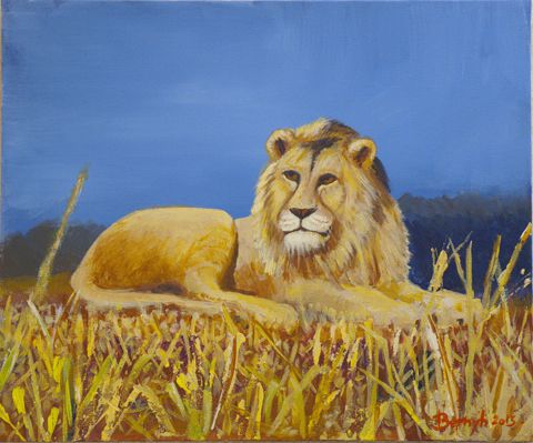 Lion au repos - Peinture - Bernyh