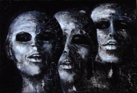 les masques d'argile - Peinture - Bernard CHOPIN 