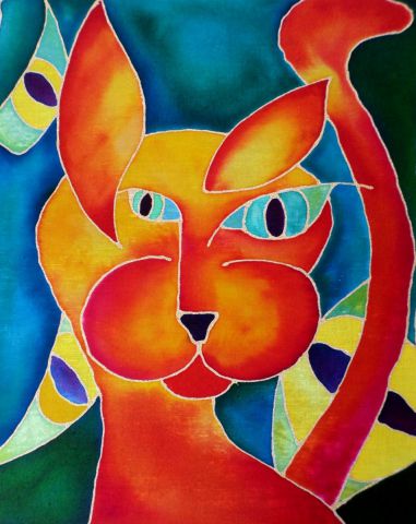 L'artiste catherine vaganay metal sculpture - Psychedelic Cat Serie: I See You Cat