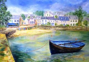 Peinture de Daniele KECHIDI: Port de Sainte Marine - Bretagne