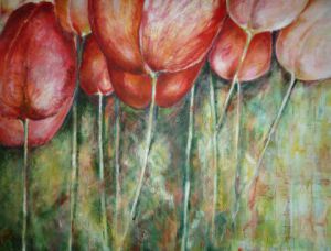 Peinture de Cate Evans: Red tulips