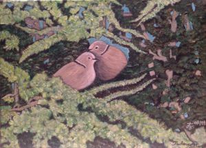Peinture de Paola Billi: Couple de tourterelles
