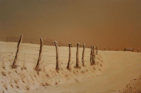 Paysage hivernal, 70 largeur 50 hauteur  - Peinture - Etienne Guerinaud 