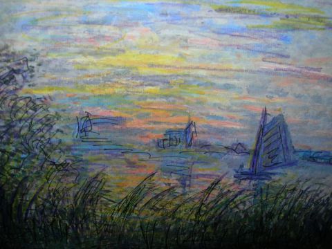 L'artiste Cristina Contilli - Barche nella luce del tramonto